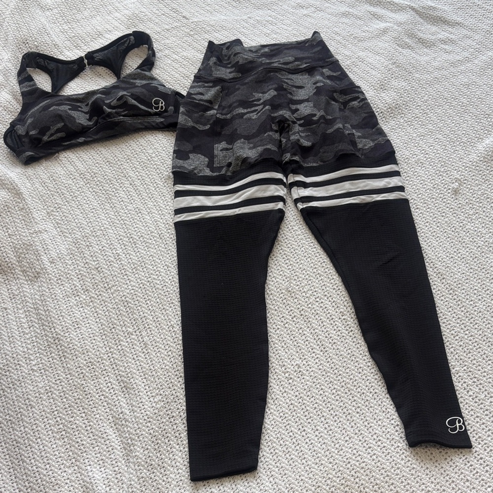 Bombshell Sportswear Set Black and Gray Camo Leggings and top